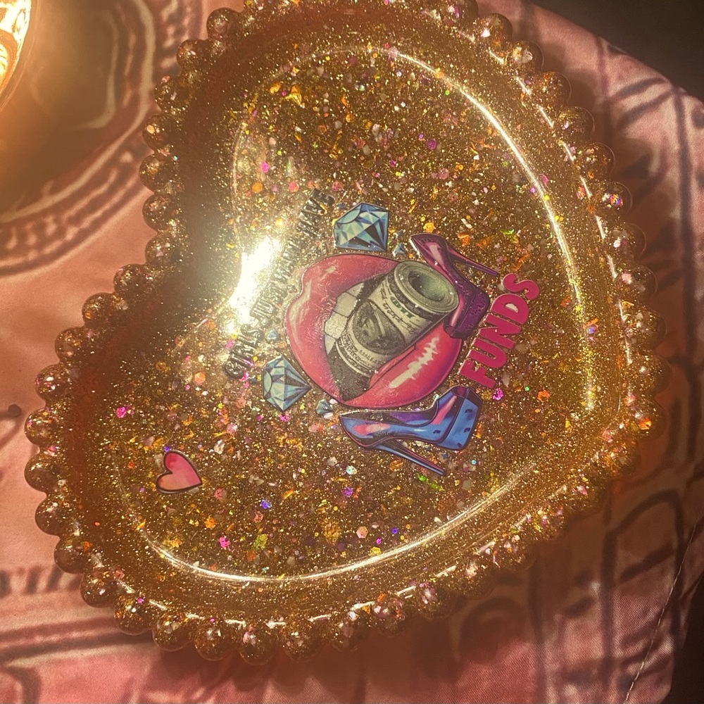 Glitter Heart Tray with Fun Design